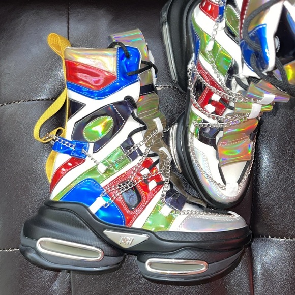 AKIRA Holographic Lace Up Boots - Picture 2 of 5